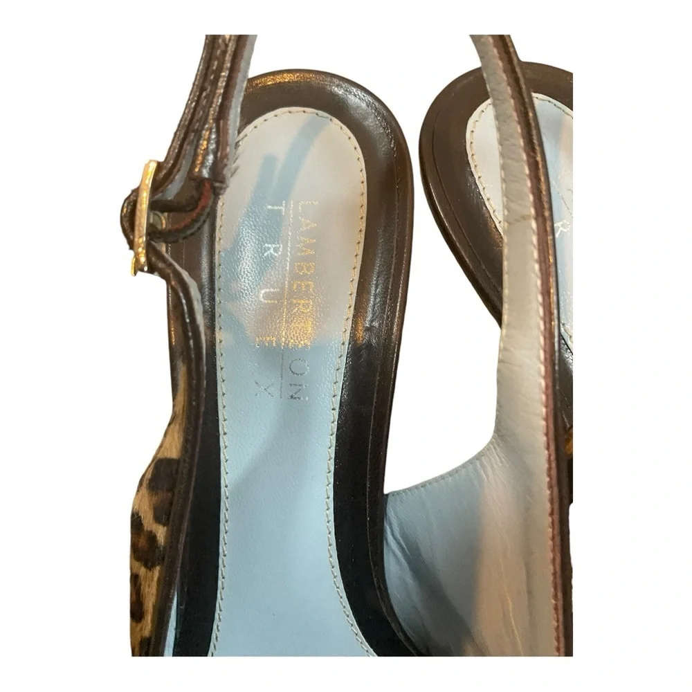 Lambertson Truex Women’s Size 39 Pony Hair Animal Print Slingback Pumps Sandals - Picture 4 of 16